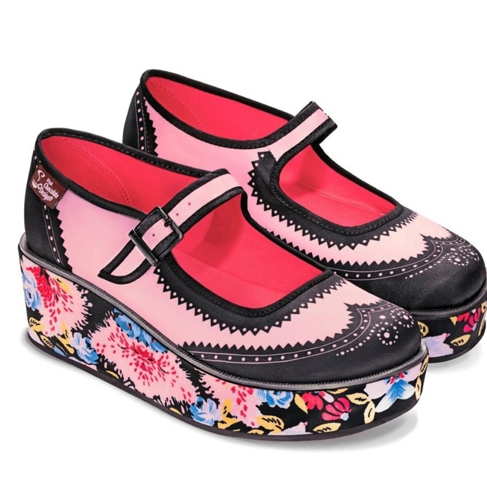 Hot Chocolate Design Habana Flower Women’s Mary Jane Platform Shoes HCD 35